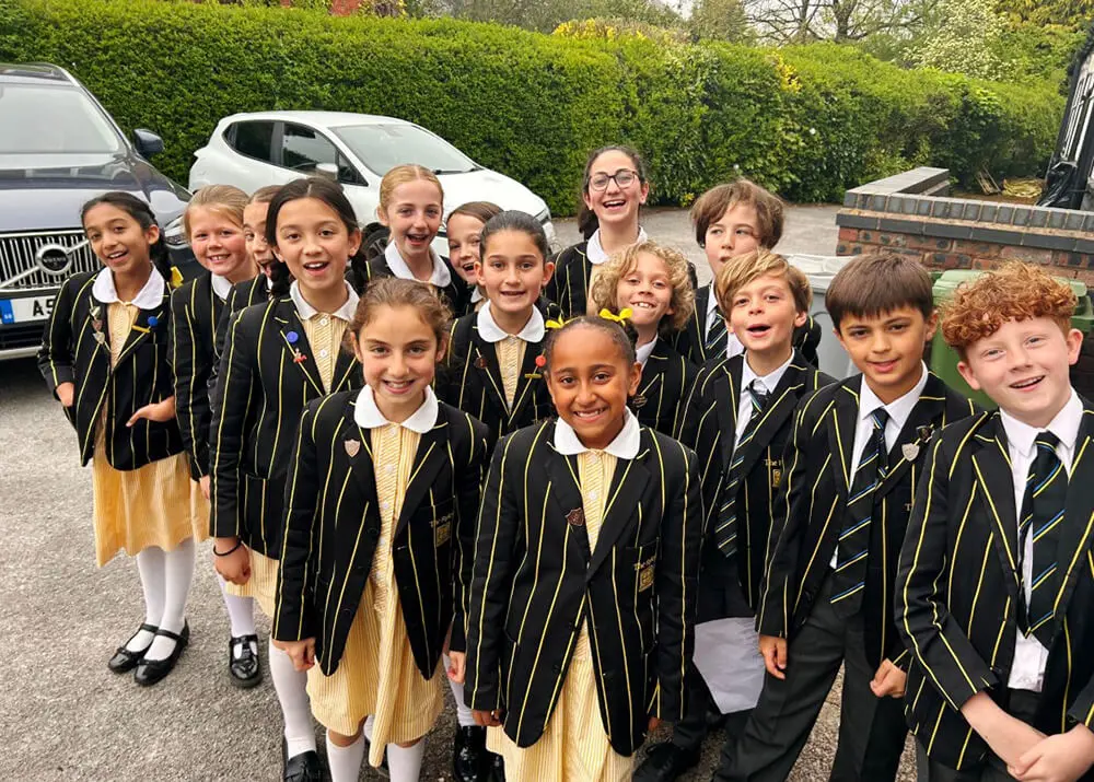 Pupils from The Ryleys School, a private school in Cheshire, celebrate their success at the Alderley Edge Music Festival.