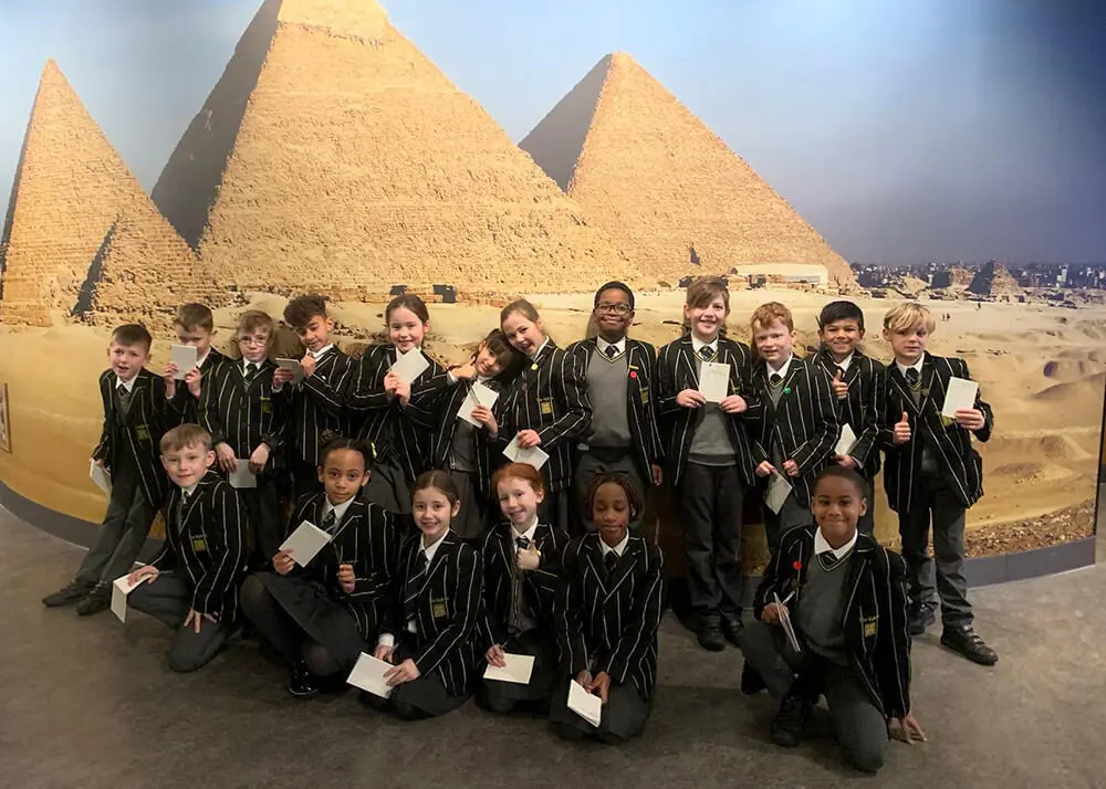 Pupils from The Ryleys School, a private school in Cheshire, at the World Museum in Liverpool