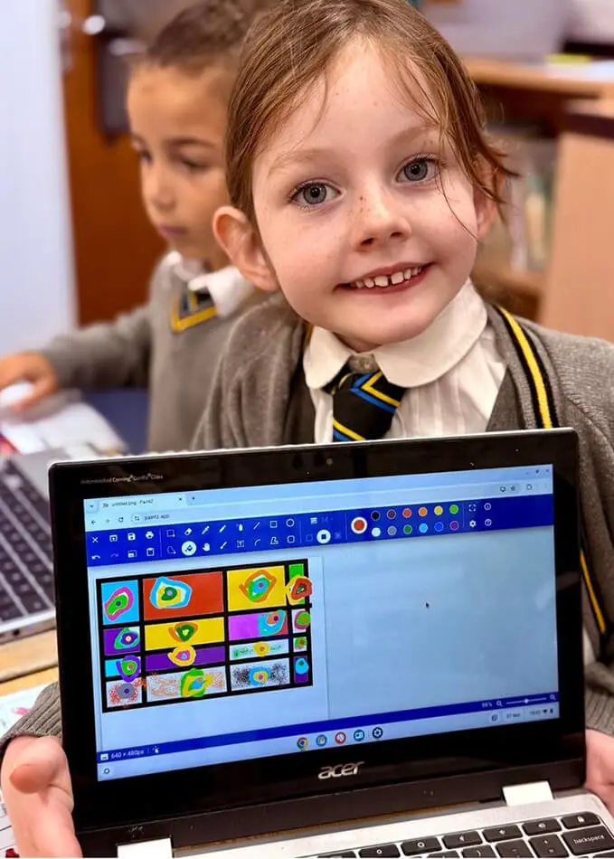 Kandinsky Art by pupils at The Ryleys School, a boys and girls prep school in Cheshire