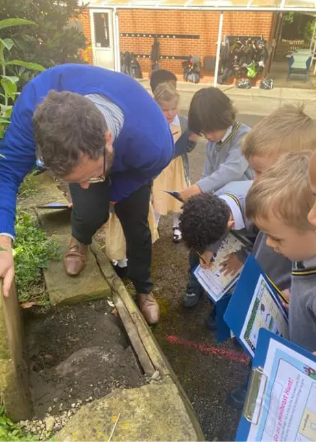 Searching for mini-beasts in Reception class at The Ryleys School, a private prep school in Cheshire