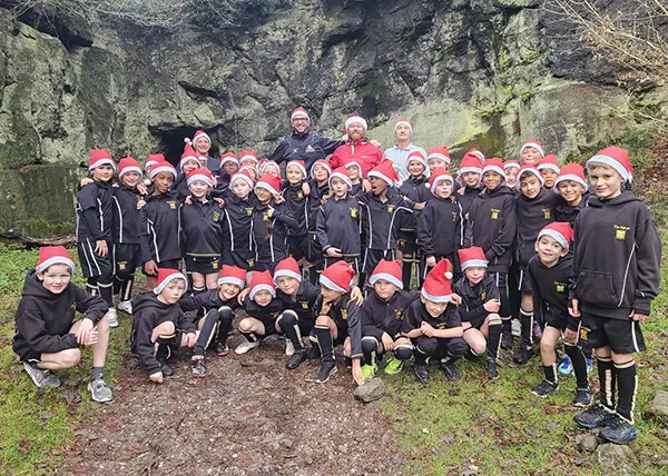 Pupils from The Ryleys School, a private school in Cheshire, taking part in Santa Dash for charity fundraising.