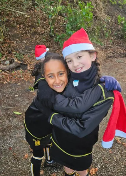 Pupils from The Ryleys School, a private school in Cheshire, taking part in Santa Dash for charity fundraising.