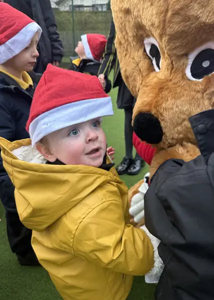 Pupils from The Ryleys School, a private school in Cheshire, taking part in Santa Dash for charity fundraising.