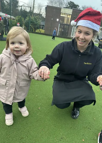 Pupils from The Ryleys School, a private school in Cheshire, taking part in Santa Dash for charity fundraising.