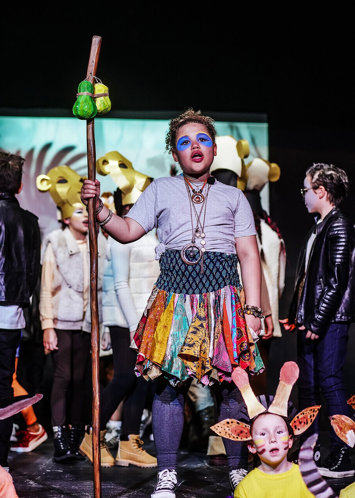 A pupil at The Ryleys School, Cheshire, performing in our production of The Lion King